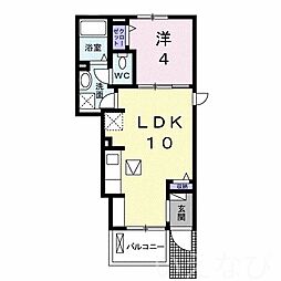 ヌーヴォー・ソレイユA 1LDKの間取図画像