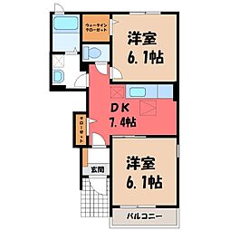 ダンデライオンB 2DKの間取図画像