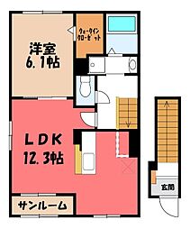 ウエスト.ゲート II 1LDKの間取図画像