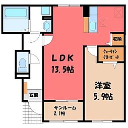 フォックス ゲート S 1LDKの間取図画像