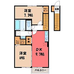 ダイヤモンドA 2DKの間取図画像