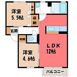 ハートレーベン 2LDKの間取図画像