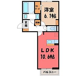 ピアニー 1LDKの間取図画像