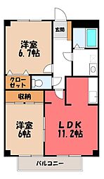 ノースタウンB 2LDKの間取図画像