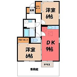グランメール朝日B 2DKの間取図画像