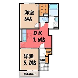 カーサモレラ 2DKの間取図画像