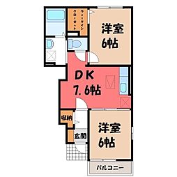 カーサモレラ 2DKの間取図画像
