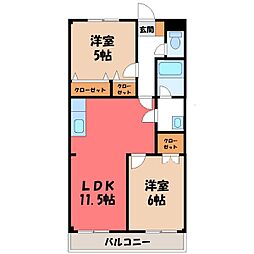 グレイスマンション 2LDKの間取図画像