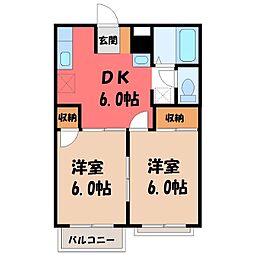 コーポウィング 2DKの間取図画像