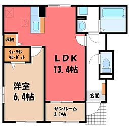 フォックス ゲート S 1LDKの間取図画像
