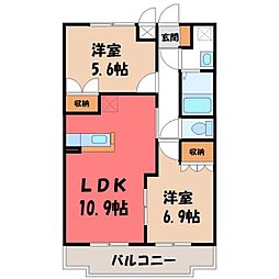 シャンティ 2LDKの間取図画像