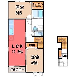 ヒルサイド2 2LDKの間取図画像