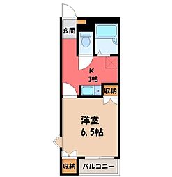 ジャストハイツA 1Kの間取図画像