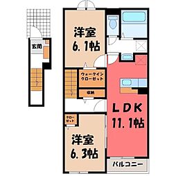 モンテリザイア藤岡 II 2LDKの間取図画像