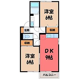 ヴェルフィーユC 2DKの間取図画像