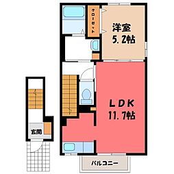 ポルボヌール 1LDKの間取図画像