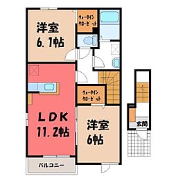 アルエット2 2LDKの間取図画像