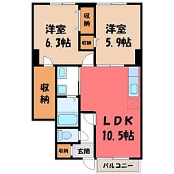 エヴァーグリーン1 2LDKの間取図画像