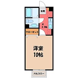 プランドール 1Kの間取図画像