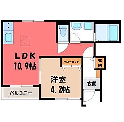 グランデ2 1LDKの間取図画像
