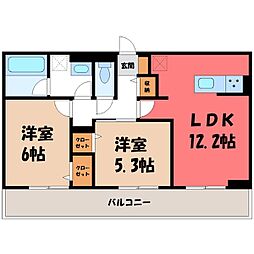 前橋市天川原町1丁目アパート 2LDKの間取図画像