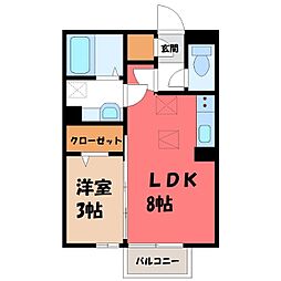 スピネル 1LDKの間取図画像