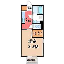 シェルピース 1Kの間取図画像