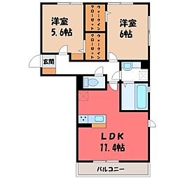 シュシュポルト 2LDKの間取図画像