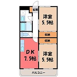 ミルキーウェイ 2DKの間取図画像