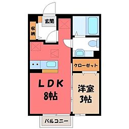 グリーンハイムA 1LDKの間取図画像