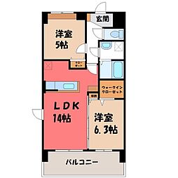 ヴァンベール 2LDKの間取図画像