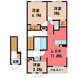 テラス M3 I 2LDKの間取図画像