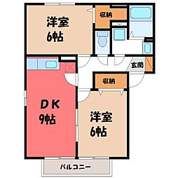 ポルトス元町B 2DKの間取図画像