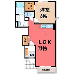 ル・レーヴ 1LDKの間取図画像