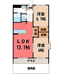 プレステージ中居 2LDKの間取図画像