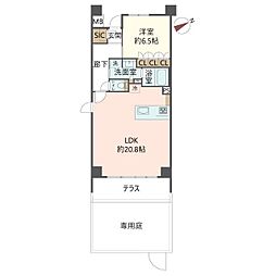 ブリリア京都松ヶ崎 1LDKの間取図画像