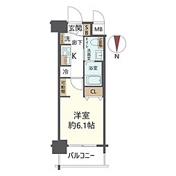 エステムプラザ京都御所ノ内レギア 1Kの間取図画像