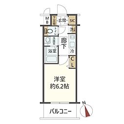 プレサンス難波インフィニティ 1Kの間取図画像