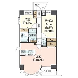 ジャルダン大阪壱番館 1SLDKの間取図画像