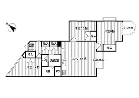 3LDK 価格1,280万円 専有面積 73.69m2 バルコニー4.67m2