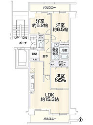 コープ野村新安城D棟 3LDKの間取図画像