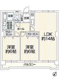 ホワイトキャッスル豊田1 2LDKの間取図画像