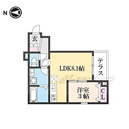 川西市小花1丁目アパート 1LDKの間取図画像