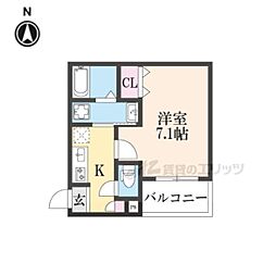 川西市小花1丁目アパート 1Kの間取図画像