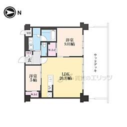 プレジオ宝塚ASIAN 2LDKの間取図画像