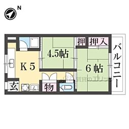 ヴィラ東伊丹 2DKの間取図画像