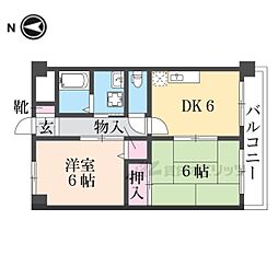 サン・立花 2DKの間取図画像