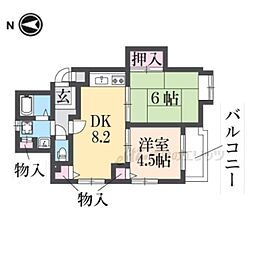 エスポワール武庫之荘2 2DKの間取図画像