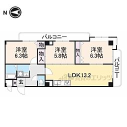 パレロワイヤル武庫之荘 3LDKの間取図画像