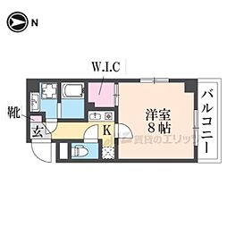 エールスタージュ伊丹 1Kの間取図画像
